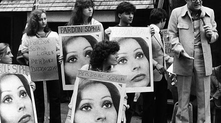 Pardon Sophia - a rally in New York's Little Italy calling for the release of Sophia Loren in 1982