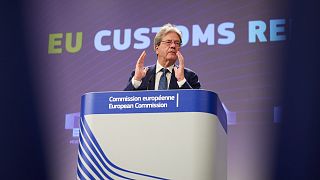 EU-Wirtschaftskommissar Paolo Gentiloni bei der Vorstellung der Pläne der Zollunion in Brüssel.