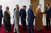  بشار اسد، رئیس جمهور سوریه، ۲۶ فوریه ۲۰۲۳، از هیئتی از نمایندگان مجلس‌ برخی از کشورهای عربی در دمشق پذیرایی کرد.