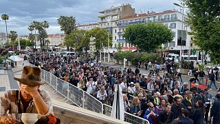 The ticketing queues for Indiana Jones and The Dial of Destiny at Cannes 2023.  