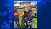 FILE: Still image from video of attack on student at Beaufort College school in Navan, Ireland, 15 May 2023