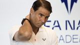 Rafael Nadal, tenista espanhol, na conferência de imprensa onde anunciou que não vai participar no torneio de Roland Garros