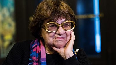 Mészáros Márta rendező az Aurora Borealis - Északi fény című filmjének sajtóvetítése után Budapesten, a Puskin moziban 2017. október 16-án.