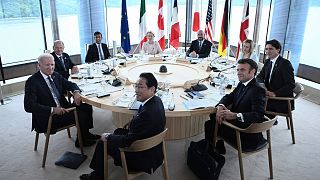Leaders at G7 Summit in Hiroshima, western Japan Friday, May 19, 2023.