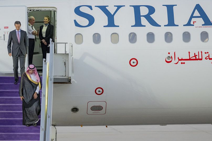 Bashar al-Assad arrives at Jeddah airport ahead of the Arab Summit, May 2023