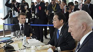 E. Macron, F. Kishida et J. Biden, Hiroshima, le 19 mai 2023