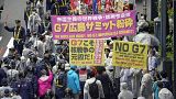 معترضان به نشست جی ۷ در ژاپن، ۱۹ می ۲۰۲۳
