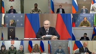 Presidente russo, Vladimir Putin, em videoconferência