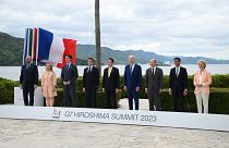 Csoportkép a G7 háromnapos hirosimai csúcstalálkozójának második napján, 2023. május 20-án.