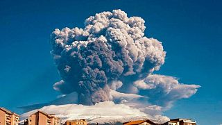 FILE: Smoke billows from Mount Etna, Europe’s most active volcano, Tuesday, Feb. 16, 2021.