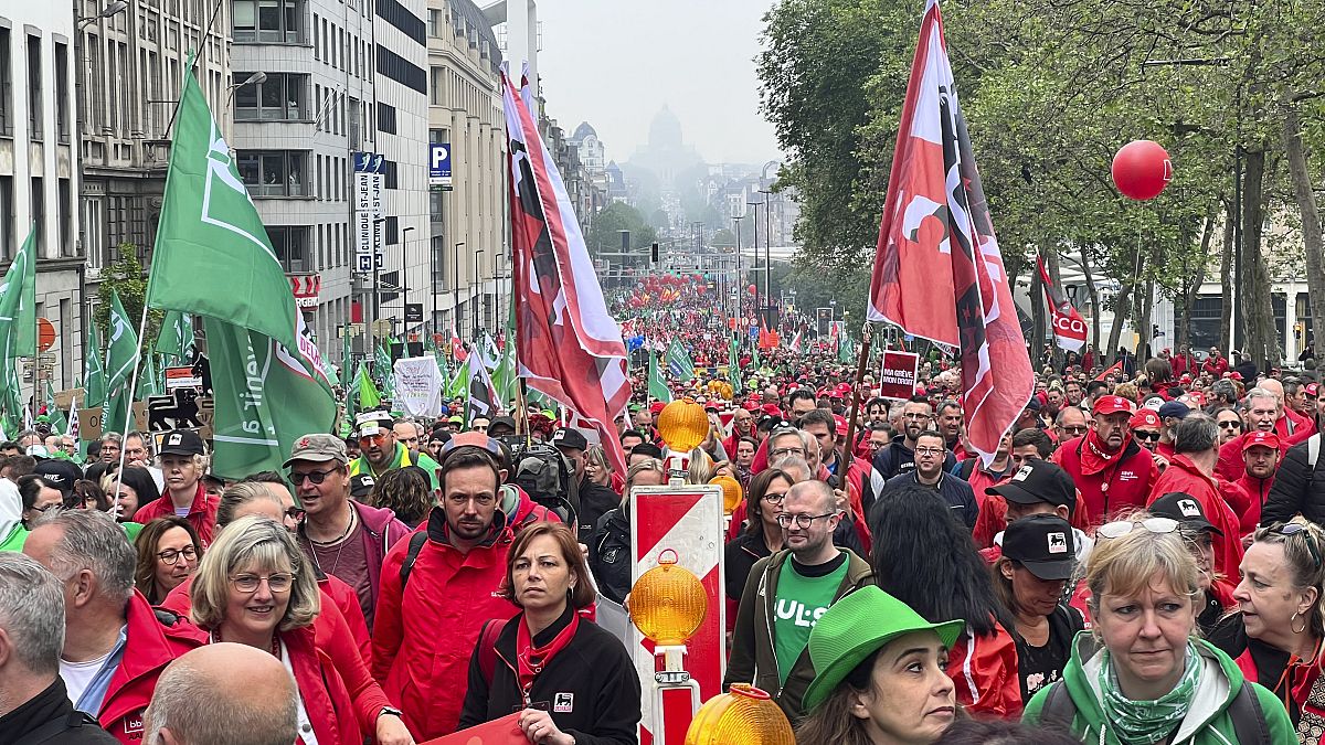 Un'immagine dalla manifestazione a Bruxelles