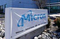 A sign marks the entrance of the Micron Technology automotive chip manufacturing plant on Feb. 11, 2022, in Manassas, Va., USA.