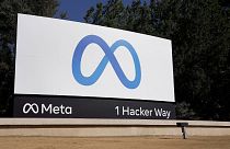 Facebook's Meta logo sign is seen at the company headquarters in Menlo Park, Calif., on, Oct. 28, 2021.