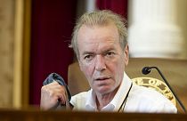Author Martin Amis prepares to address the Texas Book Festival on Saturday, Oct. 25, 2014.