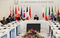 A világ iparilag legfejlettebb hét államát tömörítő csoport, a G7 háromnapos csúcstalálkozójának résztvevői 2023. május 21-én, Hirosimában - képünk illusztráció