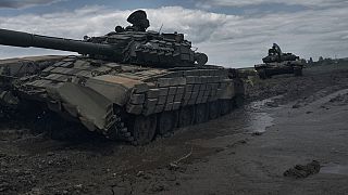 Ukrán tankok Bahmut közelében