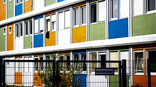 Container homes for refugees in Berlin, May, 2023