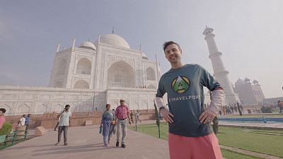 Jamie McDonald at Wonder number 2, the Taj Mahal in India