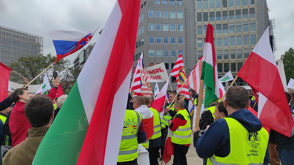 VIDEO : Agricultores de Europa Central y del Este protestan en Bruselas por la crisis del grano ucraniano