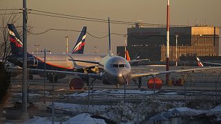 Archív fotó: Aeroflot-gépek a moszkvai Seremetyevó repülőtéren