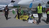 Climate activists protesting on the tarmac 