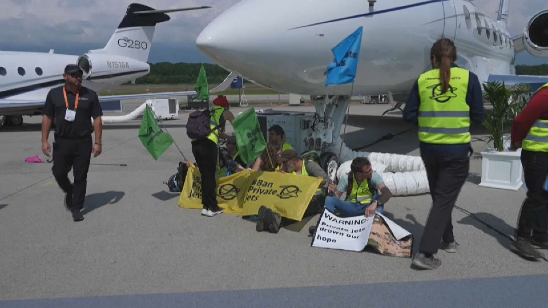 Geneva airport closed to flights as activists protest private jet fair