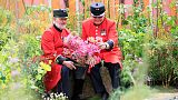 Chelsea Pensioners Billy Knowles and Archie Ferguson at the Flower Show
