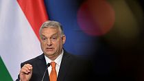 Hungarian Prime Minister Viktor Orban gives a press conference in the Karmelita monastery housing the prime minister's office in Budapest on April 6, 2022.