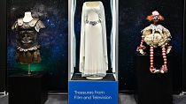 The Princess Leia dress worn by actress Carrie Fisher in the 1977 film "Star Wars". 