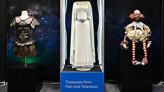 The Princess Leia dress worn by actress Carrie Fisher in the 1977 film "Star Wars". 