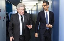 Sundar Pichai, CEO of Google, met with several European Commissioners, including Thierry Breton, during his visit to Brussels, May, 2023