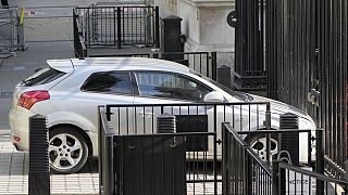 A car collided with the gates of Downing Street in central London on Thursday, 25 May 2023.