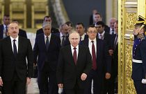 الهام علی‌اف، رئیس‌جمهوری آذربایجان و نیکول پاشینیان، نخست‌وزیر ارمنستان در مسکو