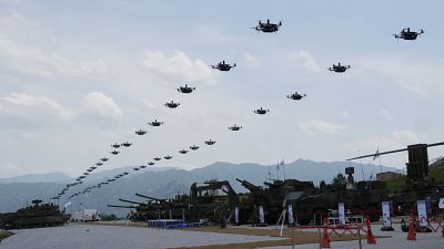 طائرات مسيرة للجيش الكوري الجنوبي خلال مناورة  كوريا الجنوبية والولايات المتحدة في بوتشون كوريا الجنوبية