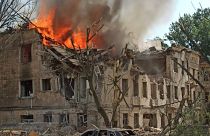 Destroyed clinic in Dnipro hit by Russian missile strike