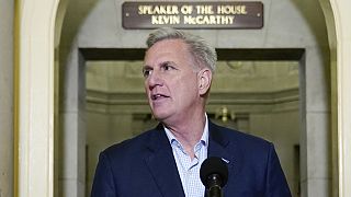 House Speaker Kevin McCarthy of Calif., arrives to speak at a news conference.