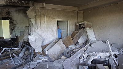 Wladimir Golubenko in seinem Büro, das bei einem Angriff durch eine Drohne beschädigt wurde, Kiew, 28. Mai 2023.