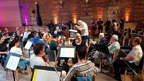 A Ligeti Ensemble próbája a BMC-ben Kurtág György részvételével
