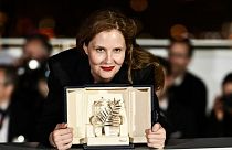 Justine Triet with her Palme d'Or for 'Anatomy of a Fall'