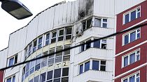 Un edificio danneggiato a Mosca