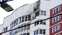 Az egyik moszkvai ház, amely a dróntámadásban megsérült 