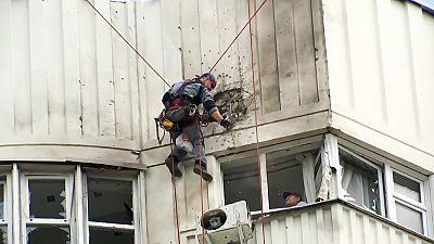 Un immeuble endommagé par un drone à Moscou (30/05/2023)