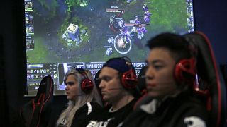 An esports team in Chicago in 2018 playing the game "League of Legends," one of the most popular esports in the world.