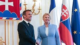 Il presidente Emmanuel Macron e la presidente slovacca Zuzana Čaputová. (Bratislava, 31.5.2023)