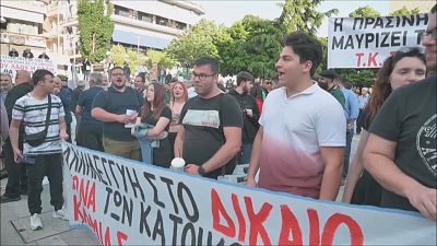Menschen in Nordgriechenland demonstrieren gegen ein Photovoltaik-Park-Projekt