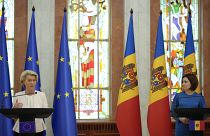 Moldova's President Maia Sandu & European Commission President Ursula von der Leyen in Chisinau, Moldova, prior to the European Political Community Summit, May 31 2023