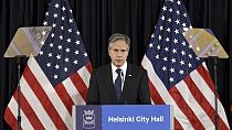 US. Außenminister Antony Blinken bei seiner Rede in der finnischen Hauptstadt Helsinki