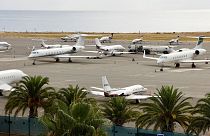 Private jets on the tarmac of Nice international airport, France, September 2022. 