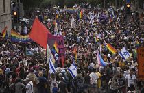 Thousands of participants march in the annual Pride parade in Jerusalem, Thursday, June 1, 2023