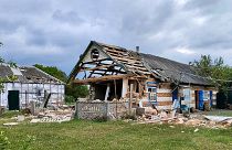 Damaged houses in Russia's western Belgorod region